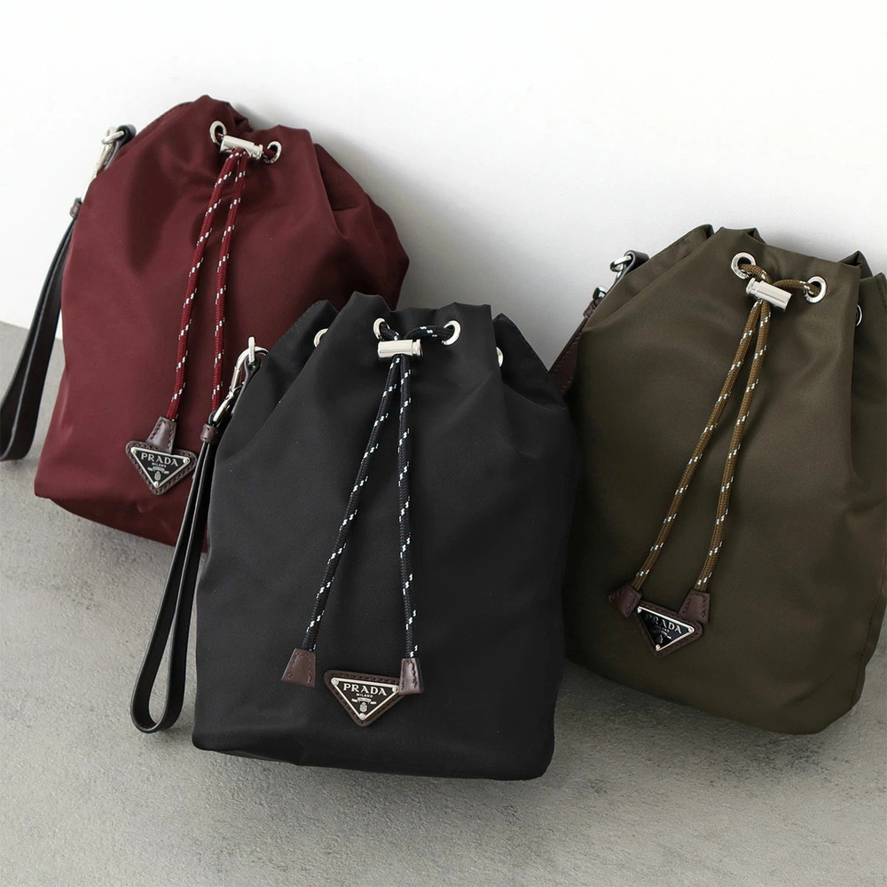 Prada SPEEDROCK Pouch Clutch Paracord Re Drawstring Bag Wristlet Triangle Clutch